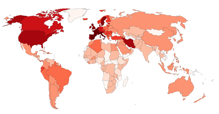 Covid-19 coronavirus portfolio - world map - 20200416